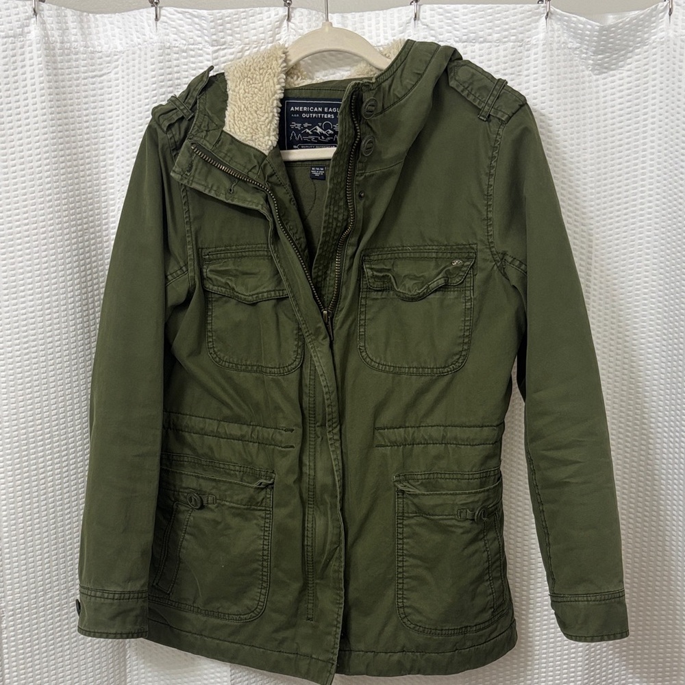 American Eagle Green Parka Coat